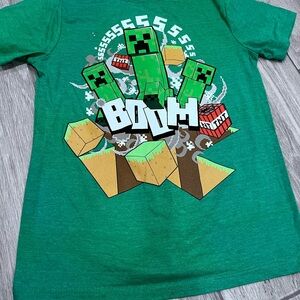 Minecraft Green Graphic Tee with Creeper Print